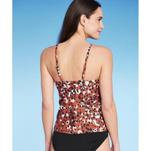 NWT Kona Sol Leopard Print High Neck Keyhole Tankini Top Size Small - Picture 2 of 2